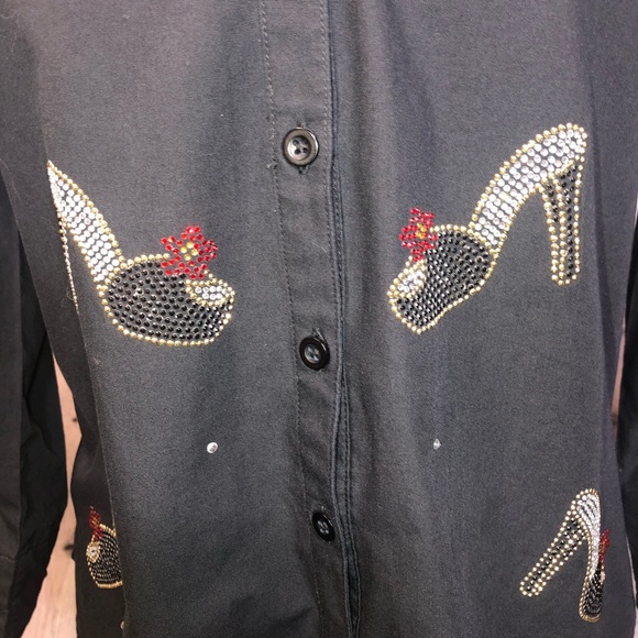 Bling Button Up• High Heels - Rhinestones, Women’s Medium - Picture 5 of 11